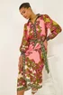Roman Pink Floral Print Border Shirt Midi Dress - 10 Image 4
