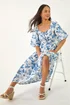 Roman Blue Petite Floral Print Midi Dress - 16 Image 2