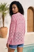 Roman Pink Tape Knit Cotton Blend Cardigan - 14 Image 3