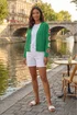 Roman Green Crochet Sleeve Knit Cardigan - 10 Image 1