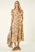 Roman Camel Abstract Print Button Midi Dress - 12 Image 2