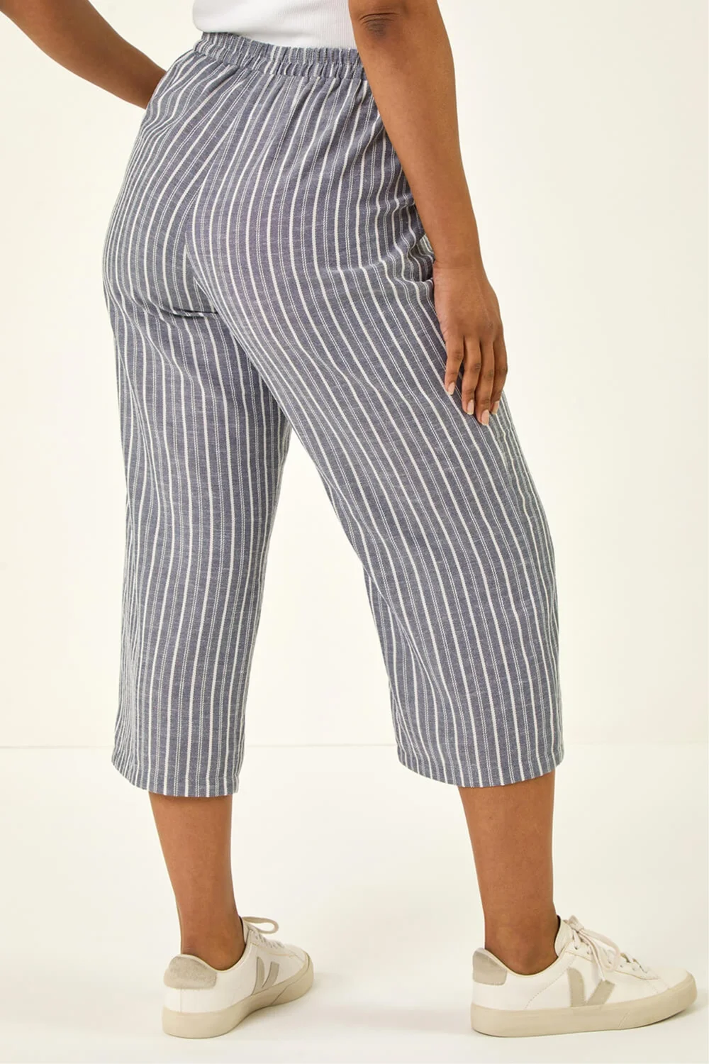 Roman Black Petite Stripe Cropped Wide Leg Trouser - 18 Image 3