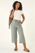 Roman Khaki Petite Stripe Cropped Wide Leg Trouser - 12 Image 1