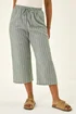 Roman Khaki Petite Stripe Cropped Wide Leg Trouser - 12 Image 4