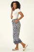 Roman Navy Petite Border Print Cropped Trouser - 16 Image 1