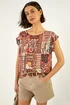 Roman Mocha Patchwork Print Shell Top - 12 Image 1