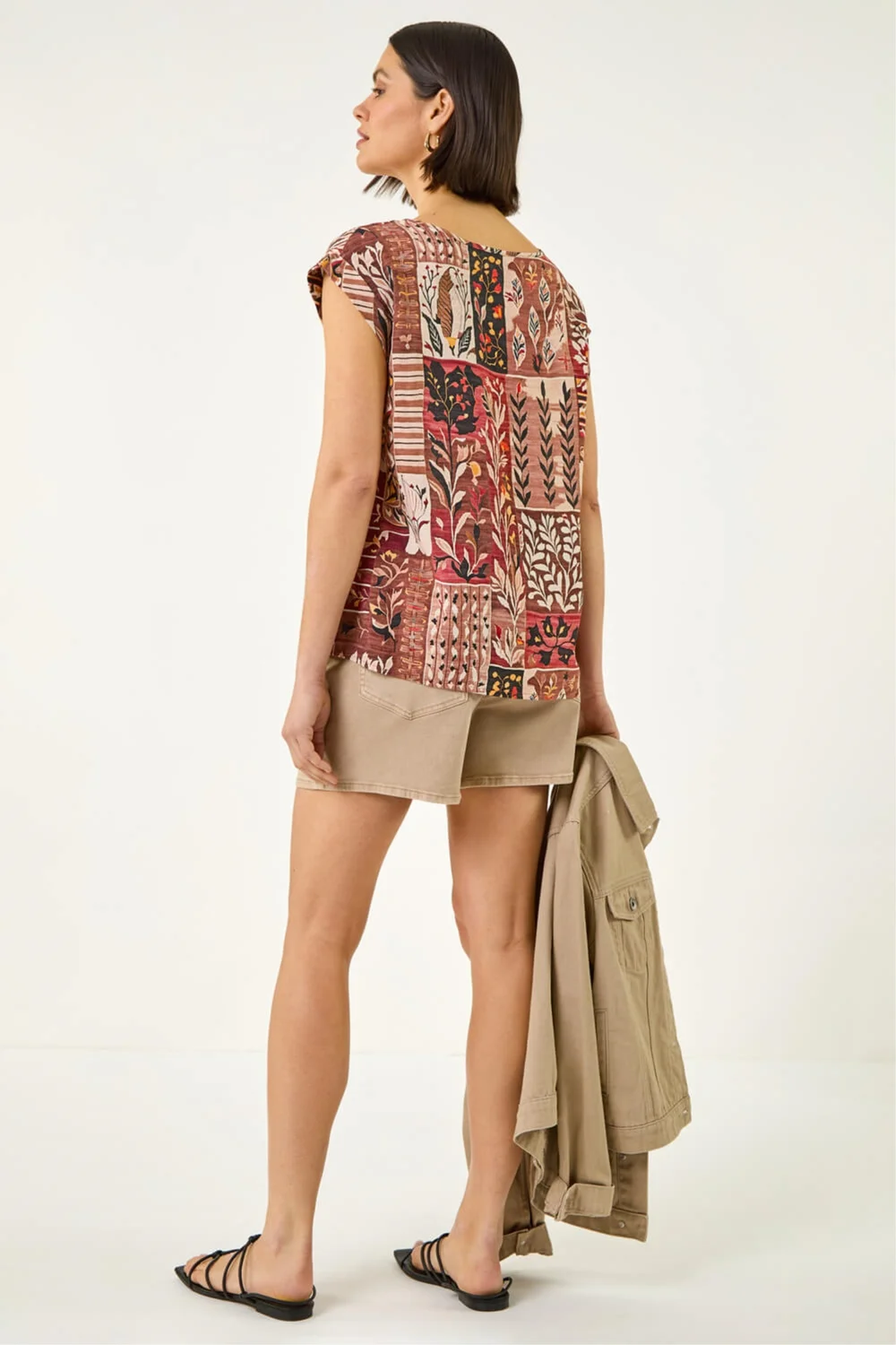 Roman Mocha Patchwork Print Shell Top - 12 Image 3
