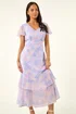 Roman Lilac Petite Floral V-Neck Frill Midi Dress - 10 Image 2
