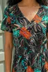 Roman Black Leaf Print V-Neck Tiered Midi Dress - 10 Image 4