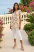Roman Cream Leaf Print Wrap Hem Tunic Top - 14 Image 1