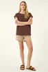 Roman Chocolate Plain Stretch Cotton Jersey T-Shirt - 16 Image 2