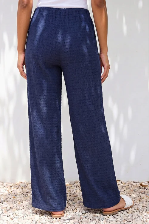 Roman Navy Petite Textured Stretch Trouser - 18 Image 3