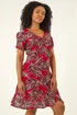 Roman Red Petite Leaf Lace Ruched Dress - 16 Image 4