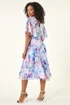 Roman Blue Petite Floral Tie Front Cape Dress - 8 Image 3