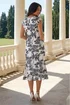 Roman Ivory Palm Print Lace Godet Hem Dress - 20 Image 3