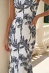Roman Ivory Palm Print Lace Godet Hem Dress - 20 Image 4