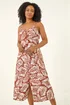 Roman Rust Petite Leaf Print Strappy Midi Dress - 12 Image 2