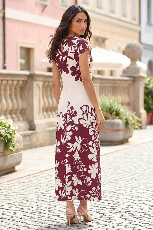 Roman Ivory Floral Print Wrap Twist Midi Dress - 14 Image 3