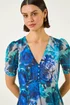 Roman Blue Floral Print Chiffon Midi Dress - 12 Image 4