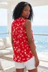 Roman Red Ditsy Floral Print Pintuck Top - 18 Image 3