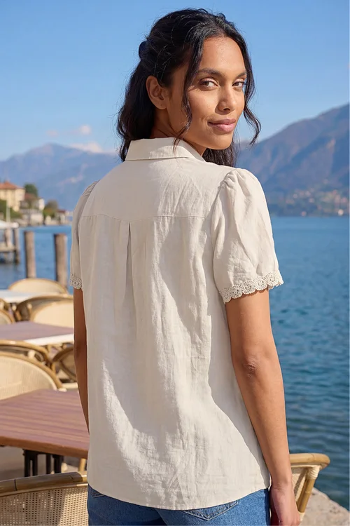 Roman Cream Crochet Pocket Button Shirt - 12 Image 3