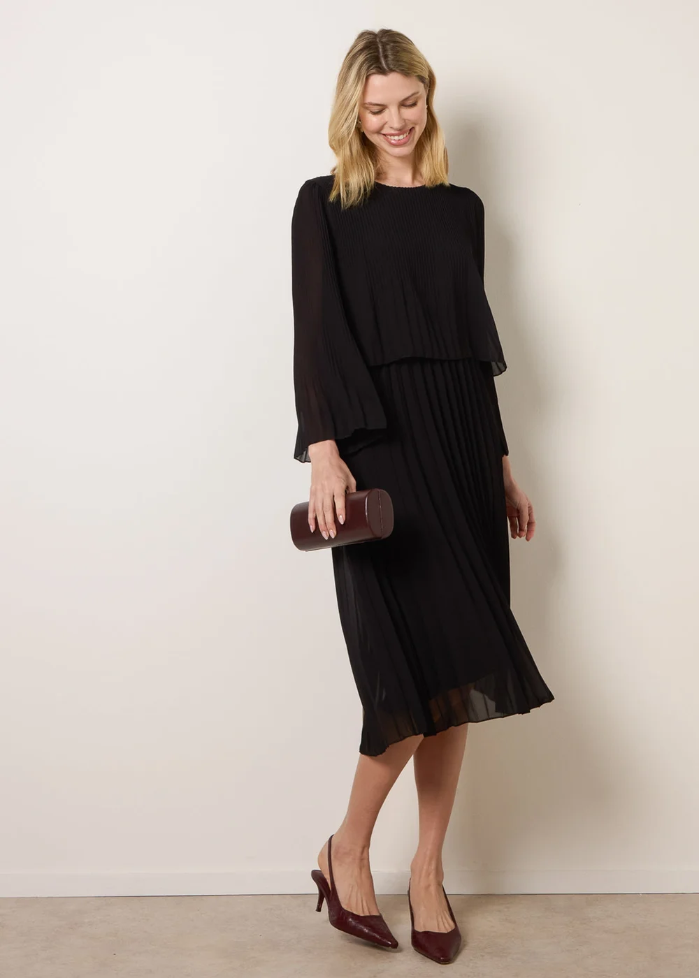 Blue Vanilla Black Chiffon Pleated Dress - One Size | Matalan Blue Vanilla Black Chiffon Pleated Dress - One Size | Matalan