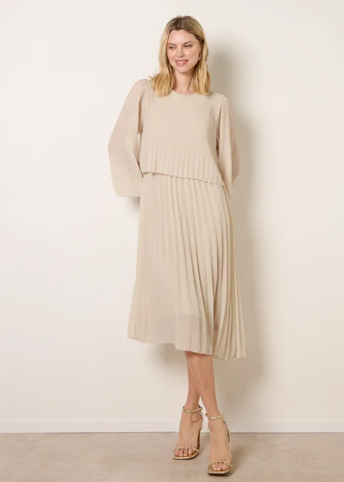 Blue Vanilla Beige Chiffon Pleated Dress - One Size | Matalan Blue Vanilla Beige Chiffon Pleated Dress - One Size | Matalan