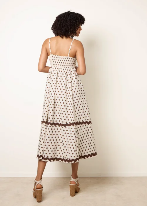 Blue Vanilla Stone Polka Ric Rac Midi Dress - S Image 5