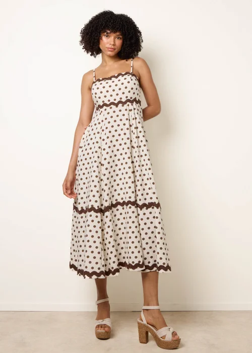 Blue Vanilla Stone Polka Ric Rac Midi Dress - S Image 2