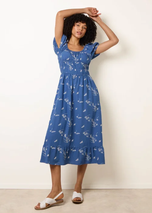 Blue Vanilla Blue Embroidery Milkmaid Midi Dress - M Image 1