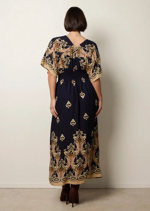 Blue Vanilla Navy Border Print Kimono Dress - S Image 4