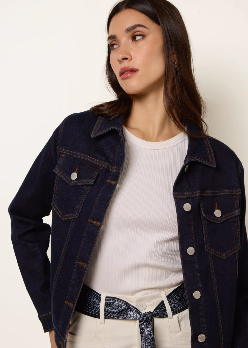 Blue Vanilla Navy Boxy Denim Jacket - S Image 4