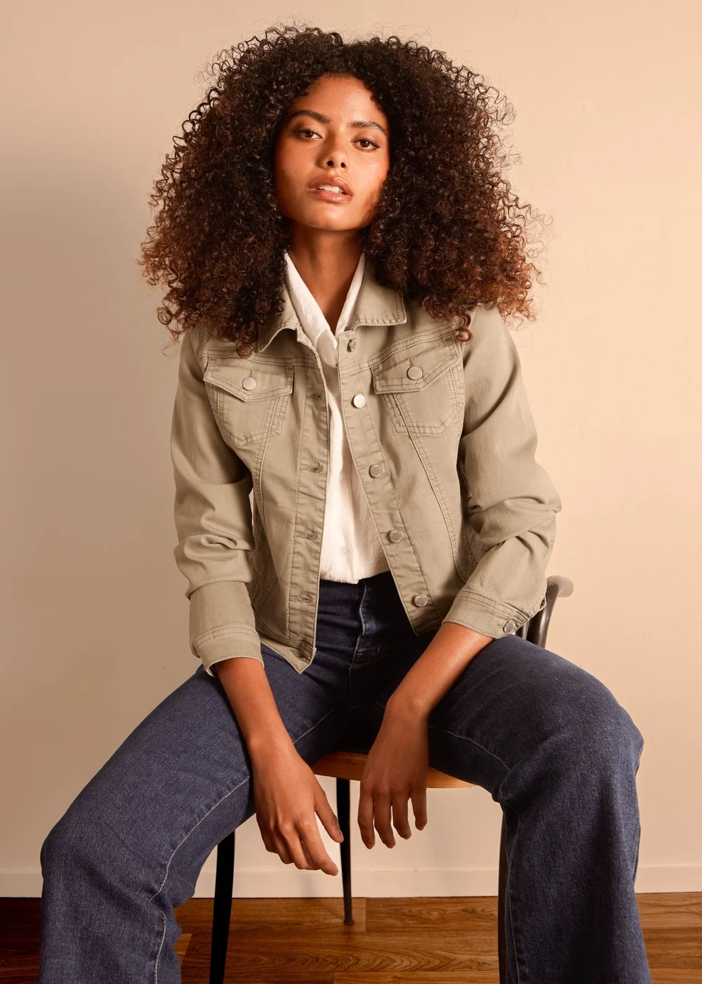 Blue Vanilla Khaki Stretch Denim Jacket - M | Matalan Blue Vanilla Khaki Stretch Denim Jacket - M | Matalan