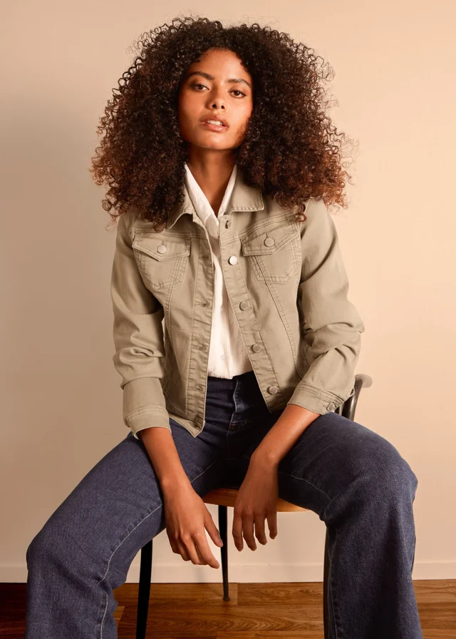 Blue Vanilla Khaki Stretch Denim Jacket