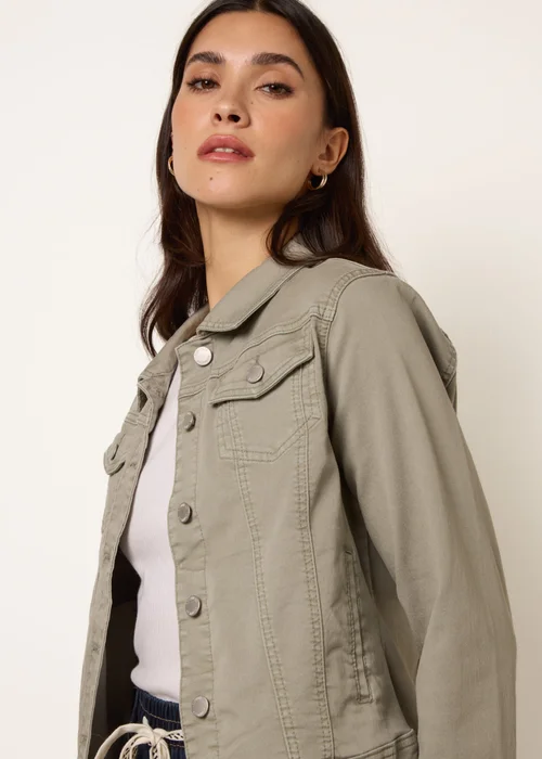 Blue Vanilla Khaki Stretch Denim Jacket - S Image 3