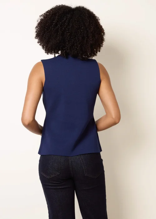 Blue Vanilla Navy Sleeveless Ribbed Button-Front Vest - M/L Image 4