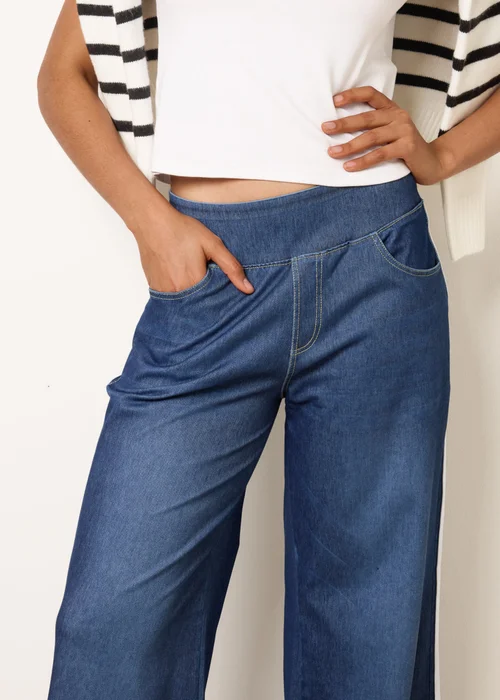 Blue Vanilla Blue Multi Stretch Side Stripe Deep Waistband Trousers - S Image 4