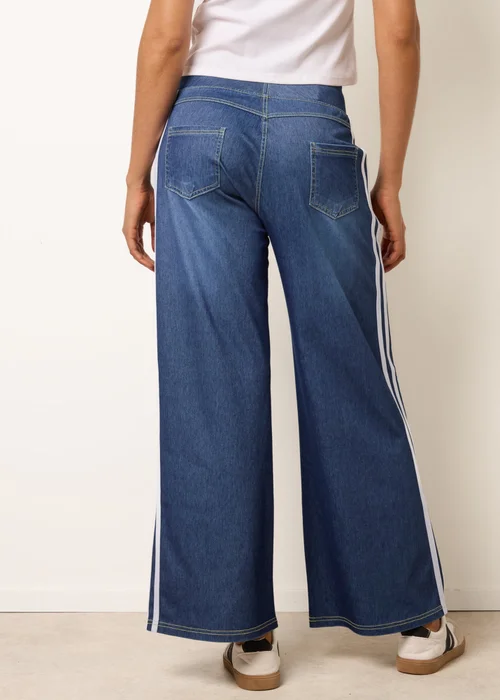 Blue Vanilla Blue Multi Stretch Side Stripe Deep Waistband Trousers - S Image 5
