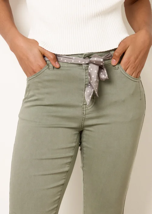 Blue Vanilla Khaki Slim Leg Stretch Denim Scarf Trousers - L Image 3