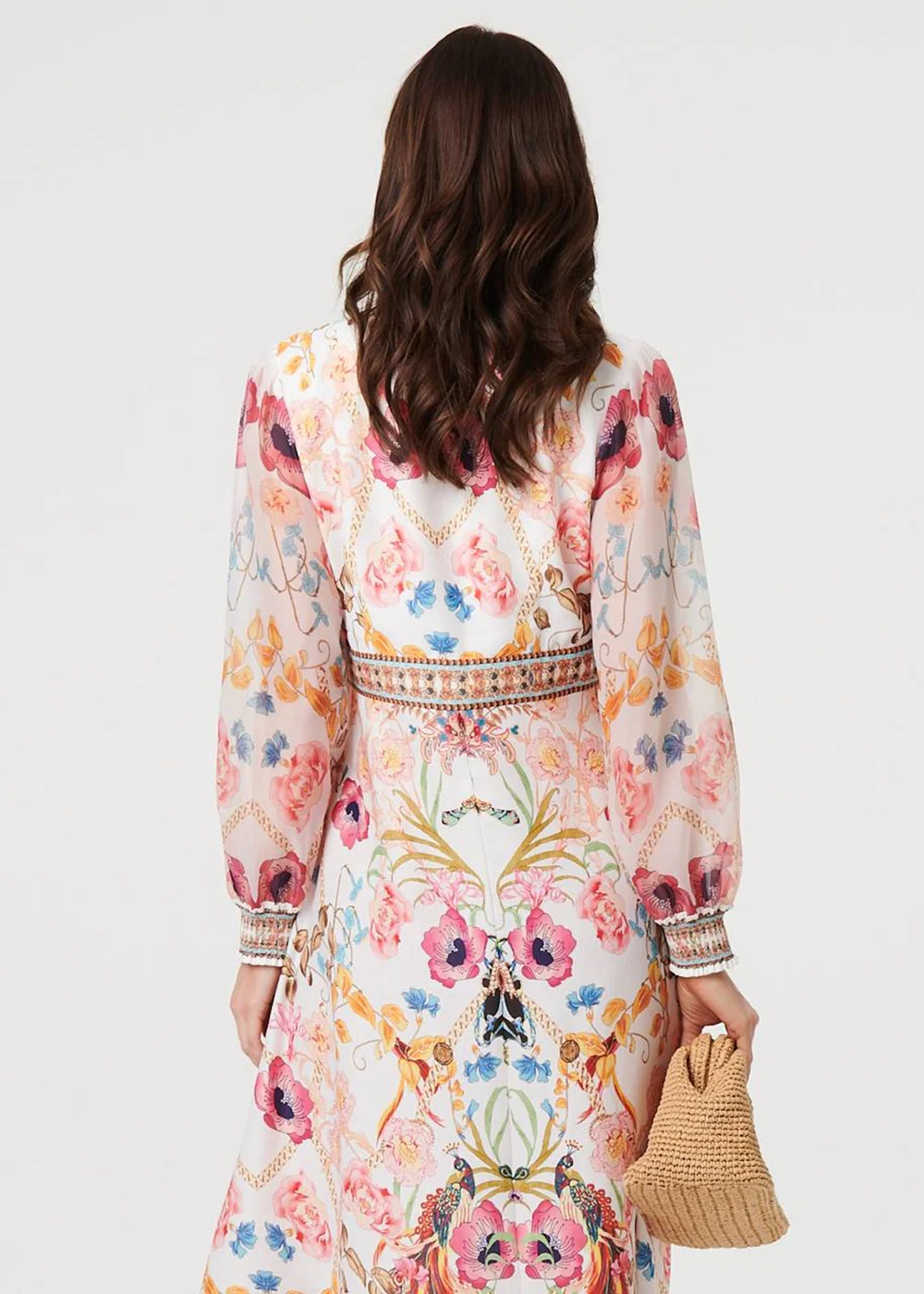 Izabel London Pink Floral Border Print V-Neck Maxi Dress - 8 Image 5