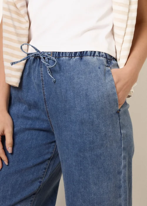 Blue Vanilla Blue Draw String Wide Leg Denim Trousers - L Image 4
