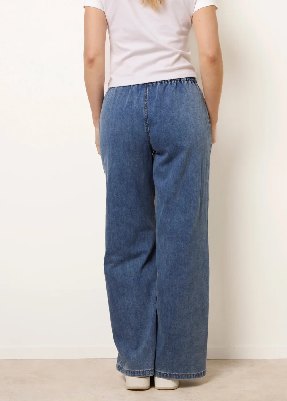 Blue Vanilla Blue Draw String Wide Leg Denim Trousers - L Image 5