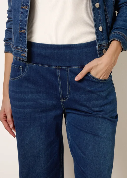 Blue Vanilla Navy Multi Stretch Deep Waistband Trousers - S Image 3