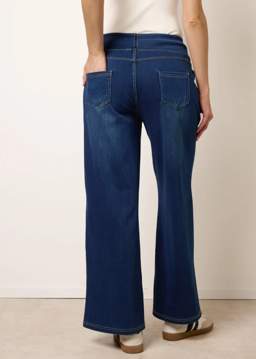 Blue Vanilla Navy Multi Stretch Deep Waistband Trousers - S Image 4