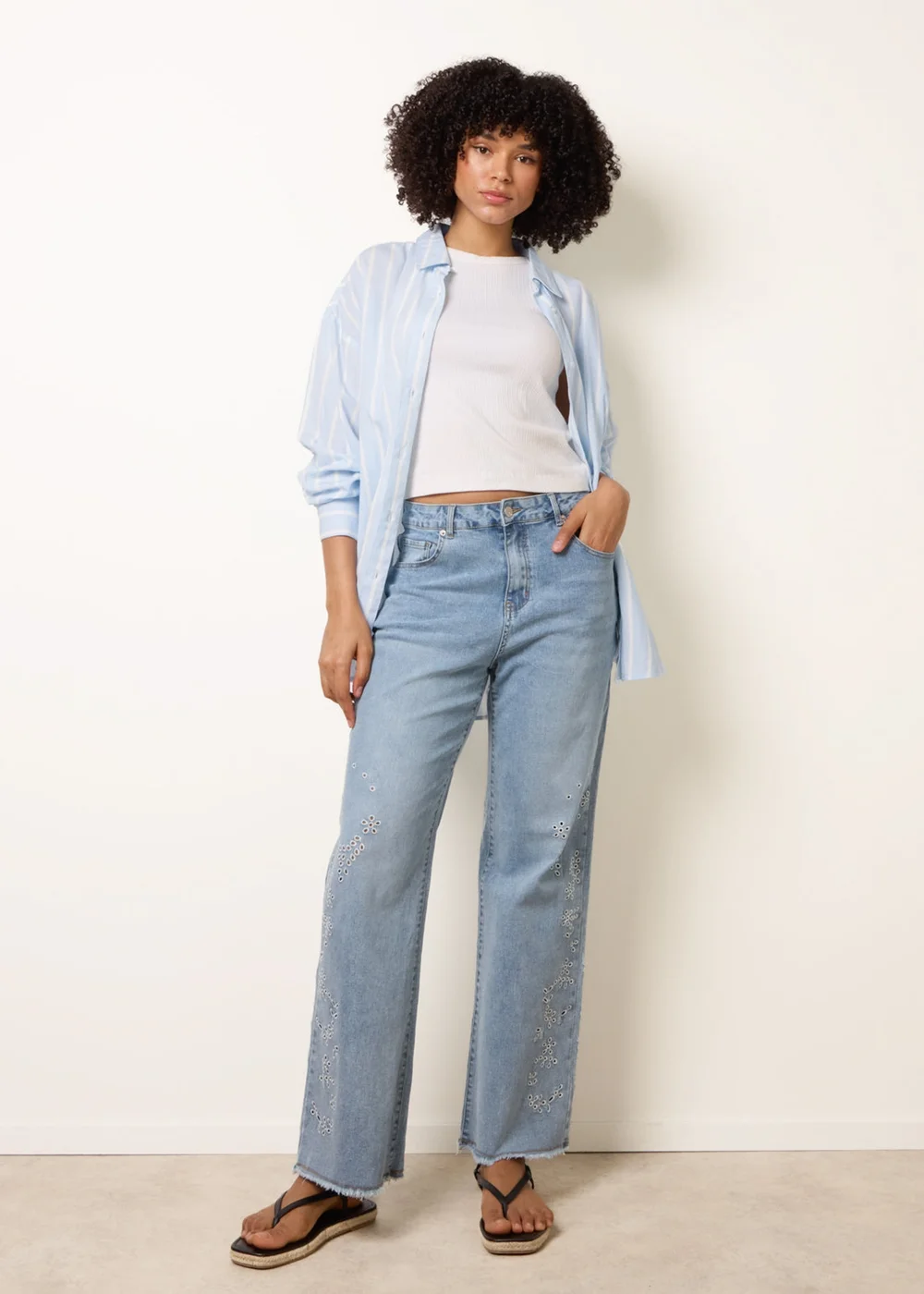 Blue Vanilla Blue Broidery Side Detail Jeans - 10 Image 3