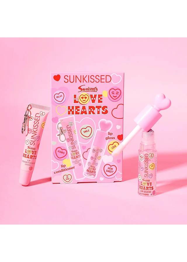 Sunkissed X Love Hearts Lip Gloss & Conditioner Lip Duo Gift Set Cherry