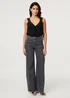 Izabel London Black High Waist Seam Front Wide Leg Jeans - 14 Image 1