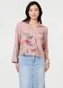 Izabel London Pink Floral 3/4 Turn-Up Sleeve Cropped Shirt - 16 Image 1