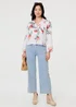 Izabel London White Floral 3/4 Turn-Up Sleeve Cropped Shirt - 10 Image 4