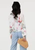 Izabel London White Floral 3/4 Turn-Up Sleeve Cropped Shirt - 10 Image 2